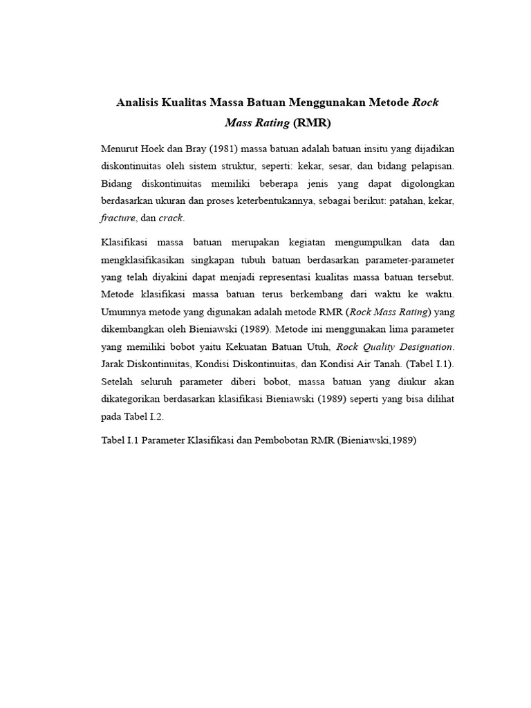 Analisis Kualitas Massa Batuan RMR | PDF | Sains & Matematika