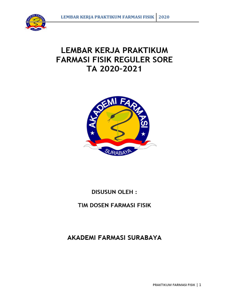 Lembar Kerja Farmasi Fisik Praktikum Reg B 2020 PDF