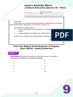 Learner's Activity Sheet: Technology and Livelihood Education (Quarter III - Wek1)