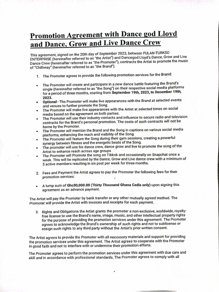 FT TikTok Promoter Contract PDF