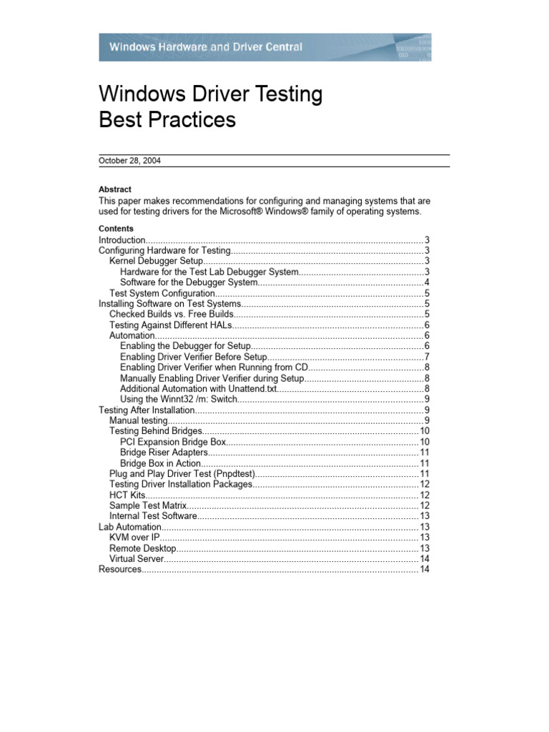 DrvTest BestPrac | PDF