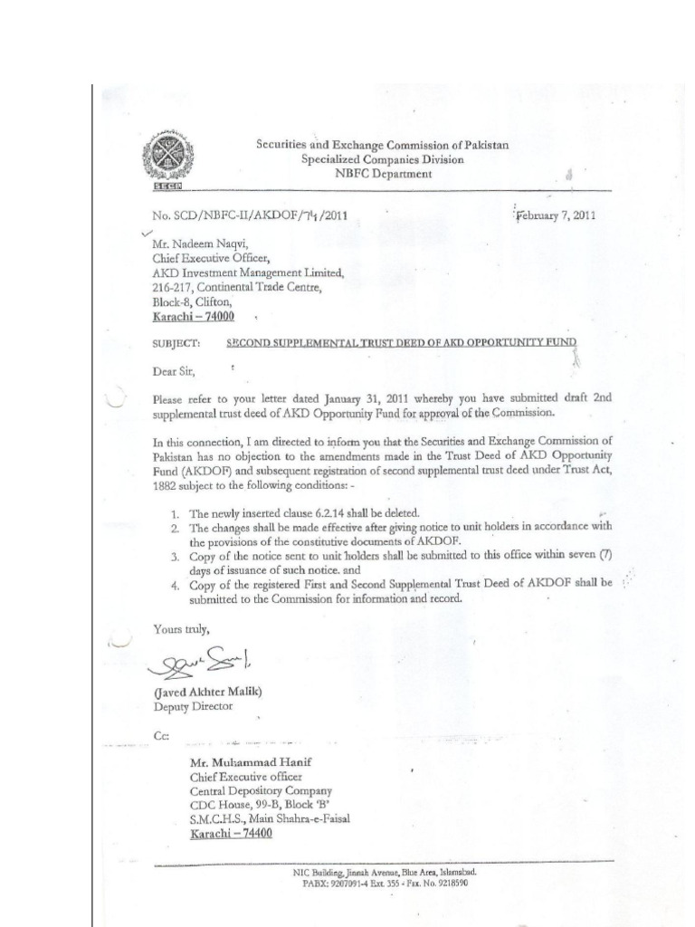 AKDOF Second Supplemental Trust Deed | PDF