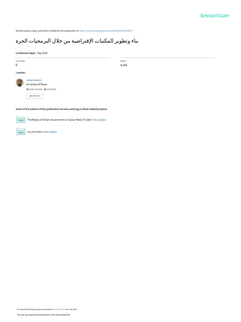 Conference Paper: Jamal Alsalmi | PDF