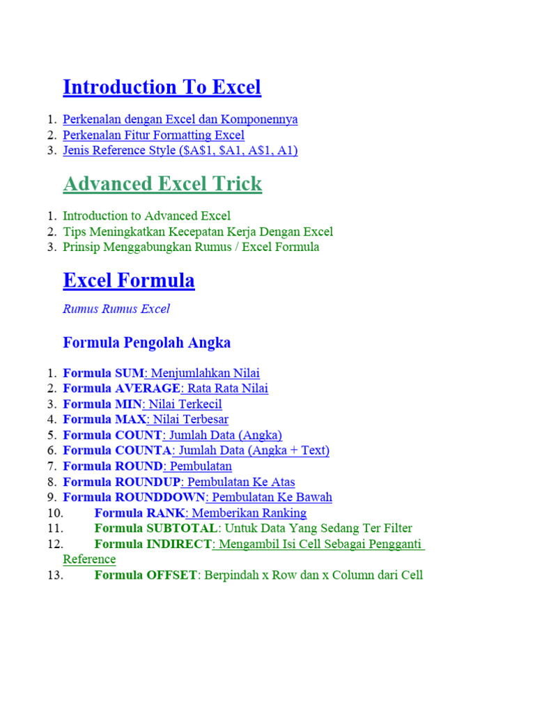 Introduction to excel pdf