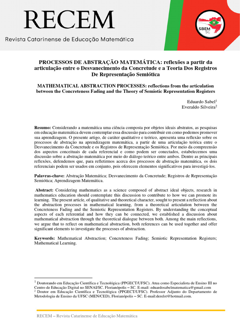 Processos de Abstração Matemática | PDF | Abstração | Aprendizado