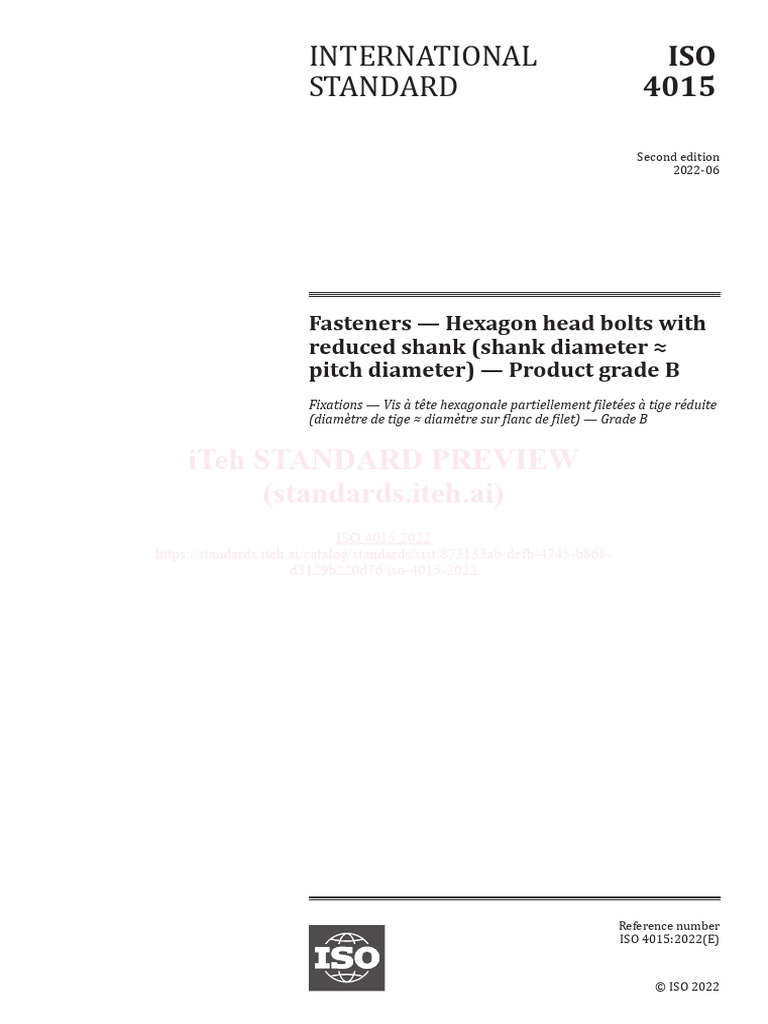 Iso 4015 2022 | PDF | Screw | Building Materials