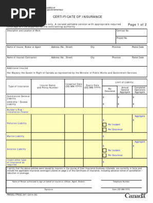 Certificate of Insurance