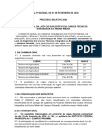 Edital N°063 - 2024 - Chamada Oral Da Lista de Suplentes Dos Cursos Técnicos Integrados Ao Ensino Médio Do IFFar - Campus Panambi