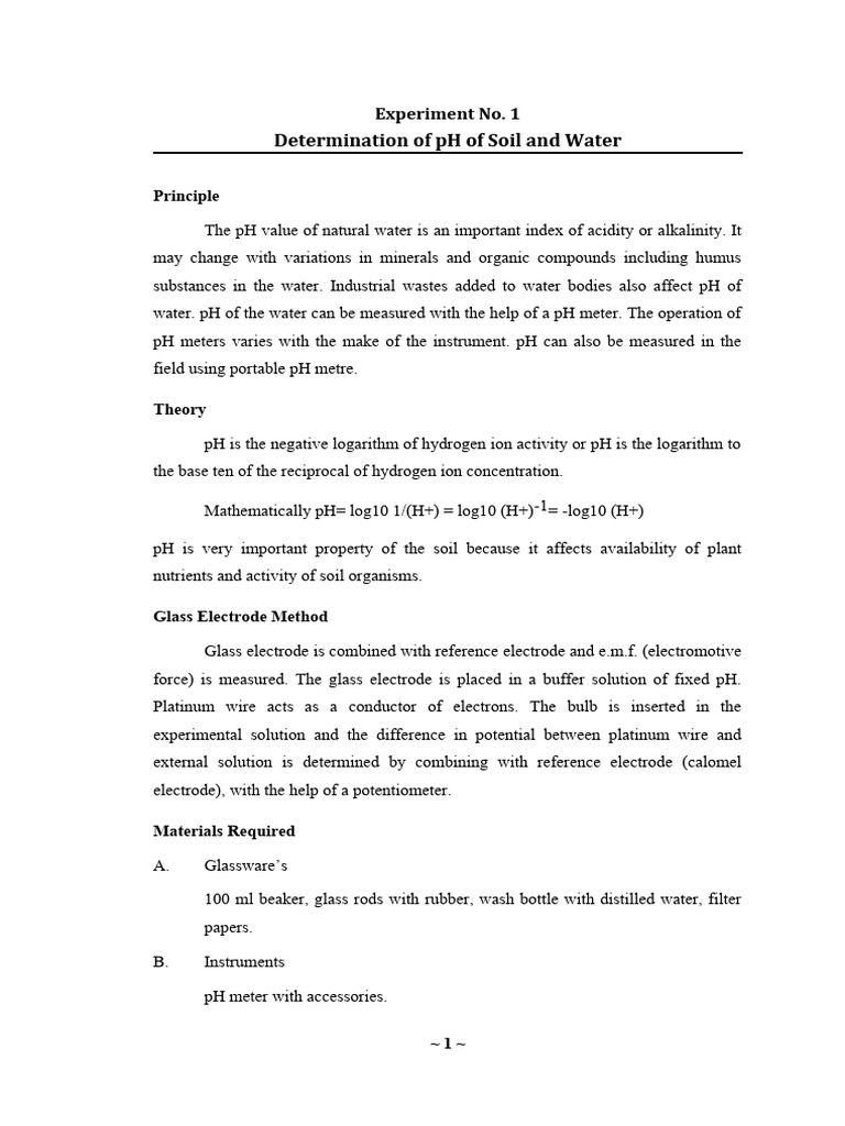 Soil and Water pH Measurement Techniques | PDF | Ph | Earth Sciences
