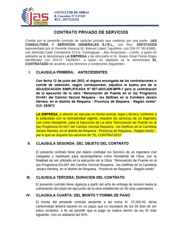 Modelo Contrato Privado | PDF