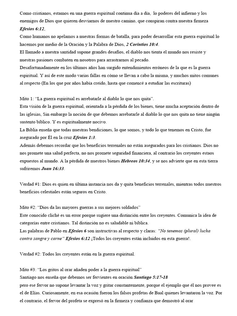 Mitos y Verdades de la Guerra Espiritual | PDF | Oración | Biblia