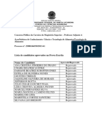 Lista de Aprovados Na Prova Escrita PDF