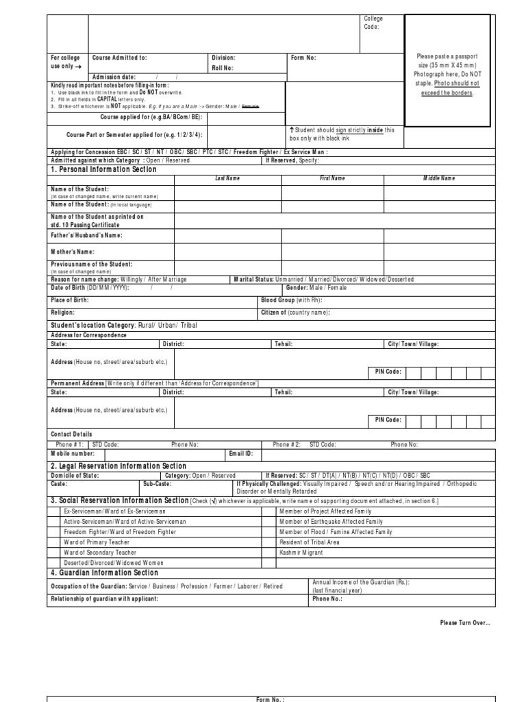 Admission Form English1 1 A4 | PDF | Test (Assessment) | Social ...