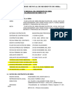 Informe Mensual Del Residente de Obra