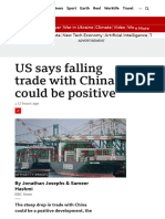 US Says Falling Trade With China Could Be Positive