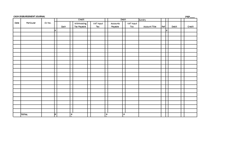 Practice Set Cash Disbursement Journal TEMPLATE CDJ PDF