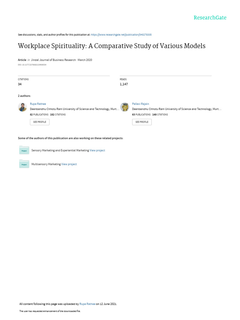 Workplace Spirituality Models Explained | PDF | Career & Growth