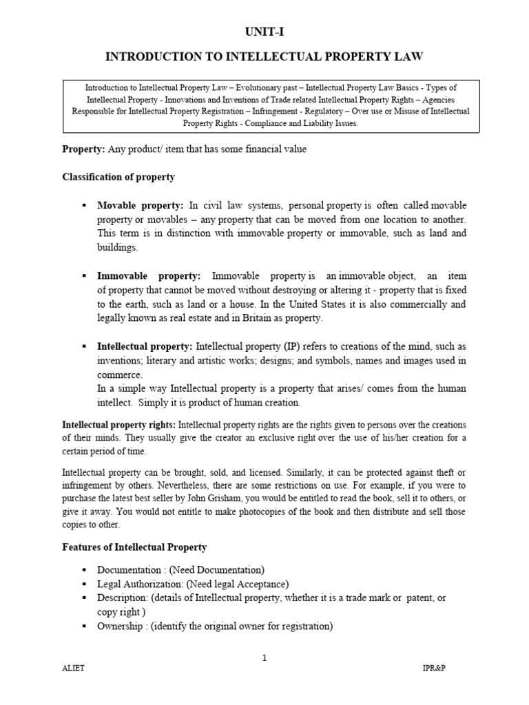 Introduction to Intellectual Property Law | PDF | Intellectual Property ...