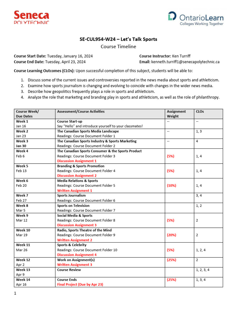 Sports Media Course Overview 2024 | PDF | Academic Integrity | Human ...