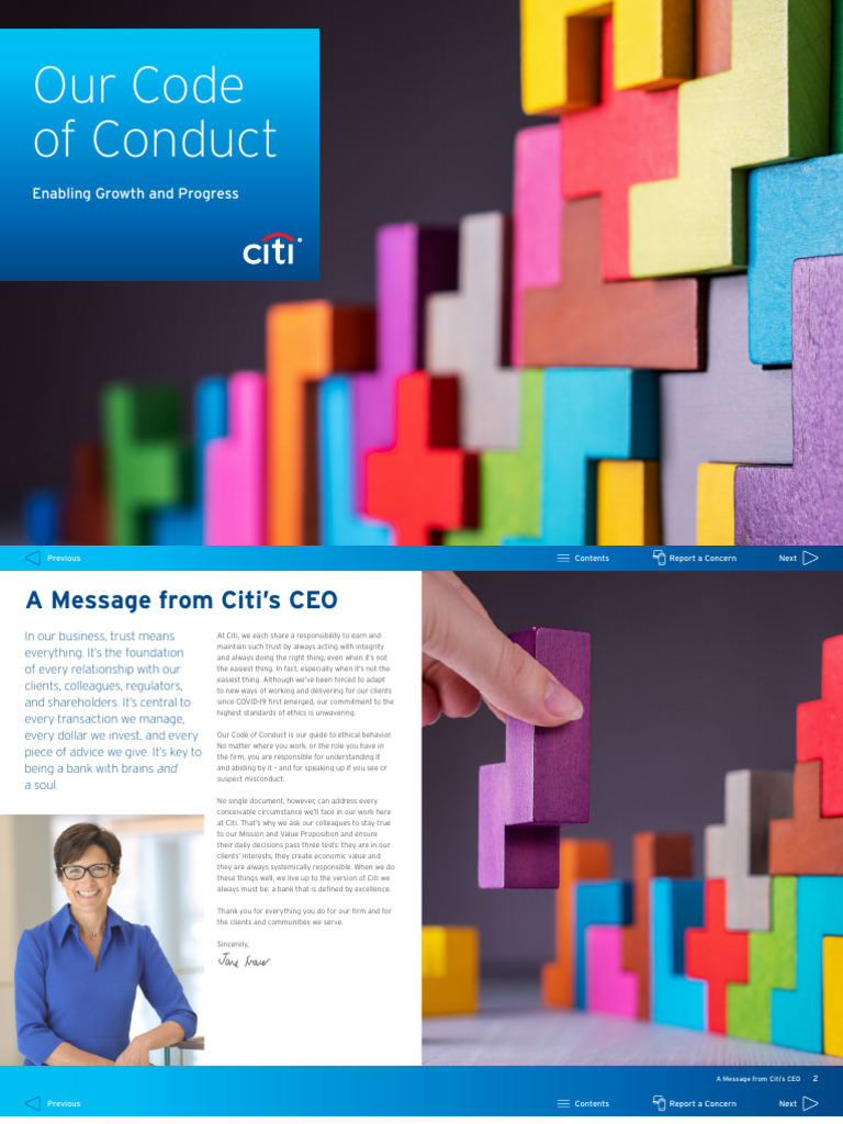Citi Code of Conduct Overview | PDF | Citigroup | Conflict Of Interest