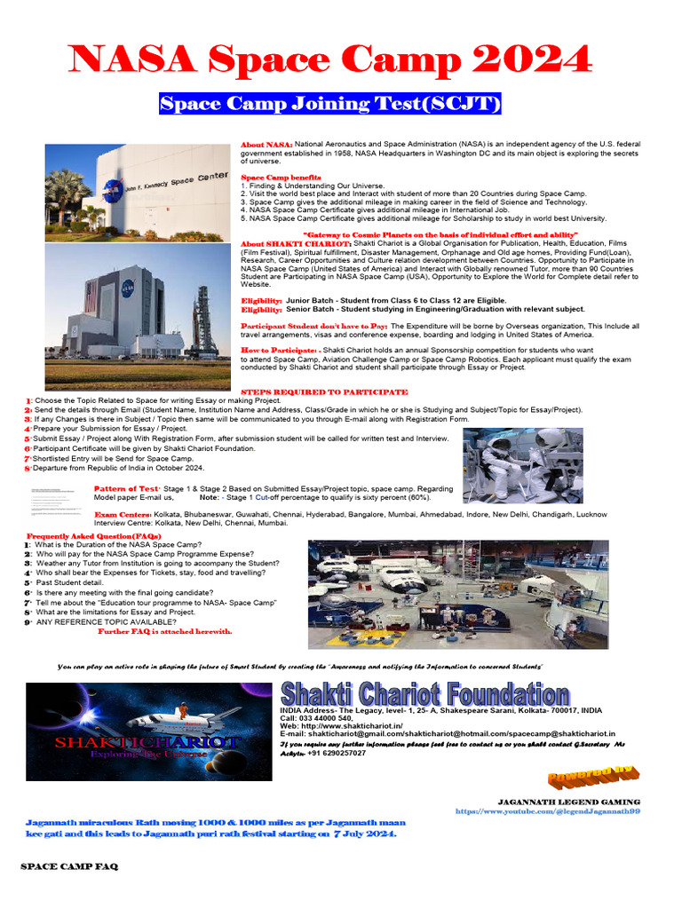 NASA Space Camp 2024 PDF