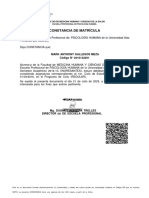 Constancia de Matrícula: Mark Anthony Gallegos Meza Código #2016122291