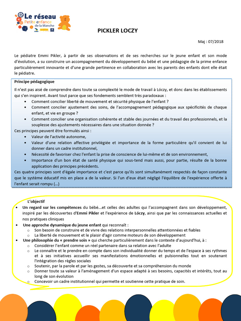 Pédagogie Pikler : Approche et Principes | PDF