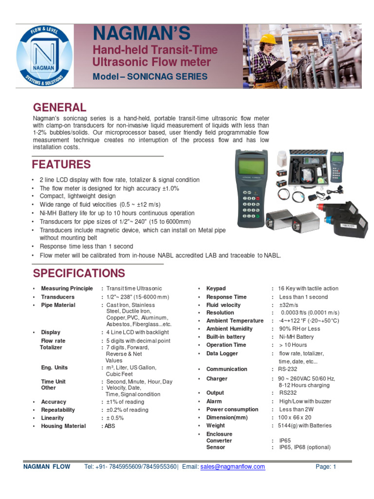 Portable Ultrasonic Flow Meter Catalogue PDF Flow Measurement