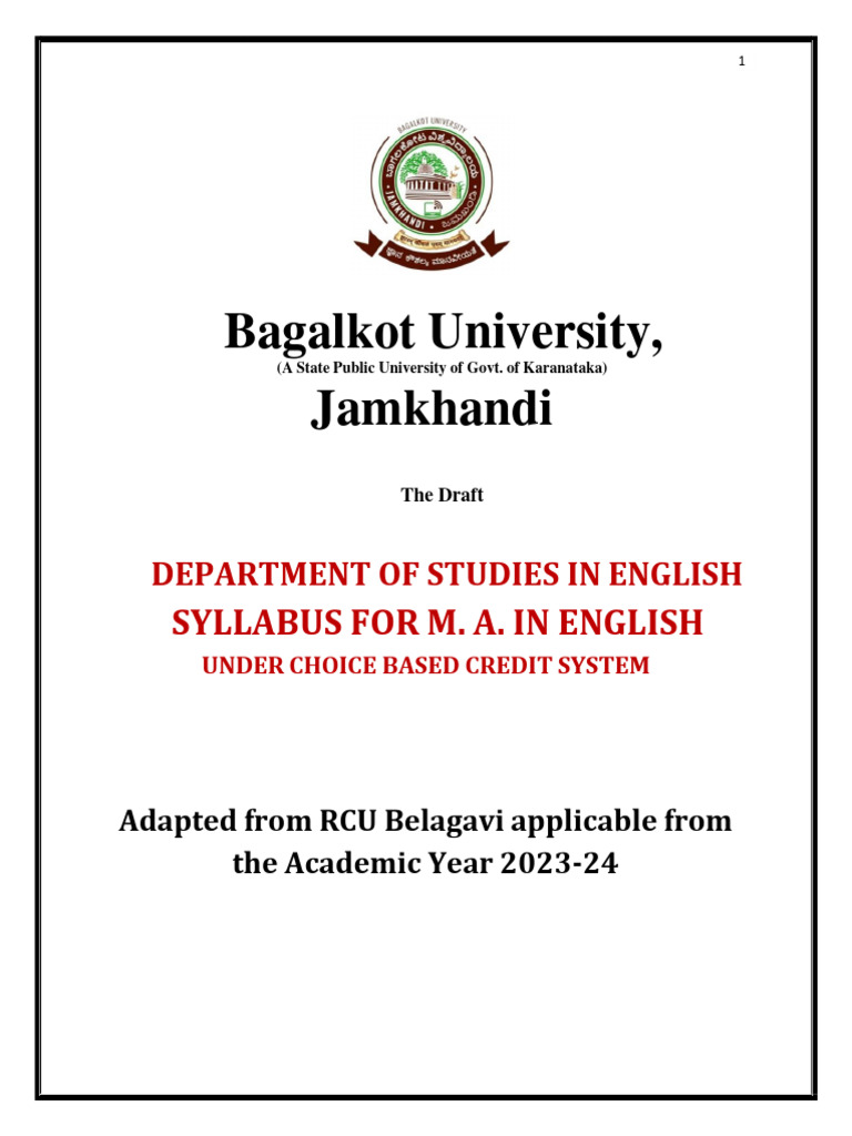 MA English Syllabus Overview 2023-24 | PDF