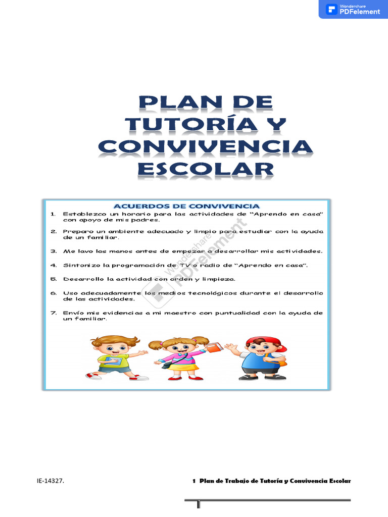 Plan de Tutoría y Convivencia Escolar 2024 | PDF | Adultos | Aprendizaje