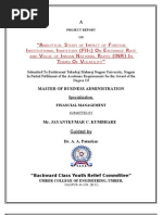 Project report on “ANALYTICAL STUDY OF IMPACT OF FOREIGN INSTITUTIONAL INVESTORS (FIIS) ON EXCHANGE RATE AND VALUE OF INDIAN NATIONAL RUPEE (INR) IN TERMS OF VOLATILITY”