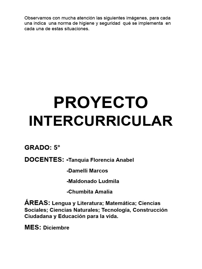 Proyecto Integrador 5to Grado Pdf Rima Enseñando