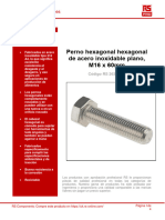 Perno Hexagonal Hexagonal de Acero Inoxidable Plano, M16 X 60mm