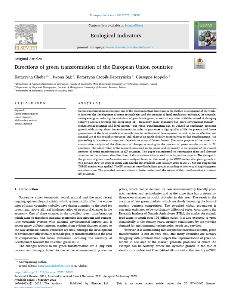 Directions of Green Transformation of The European Union Countries ...