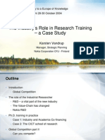 The Industry's Role in Research Training - A Case Study: Karsten Vandrup