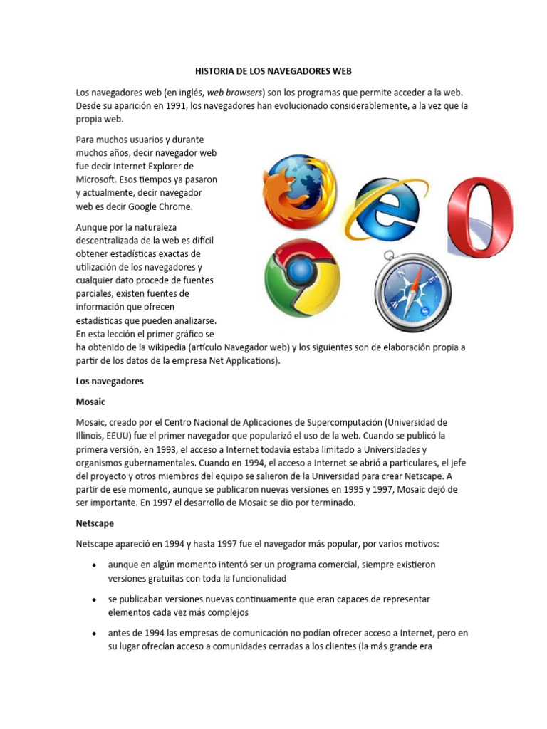Evolución de los Navegadores Web | PDF | Safari (navegador web ...