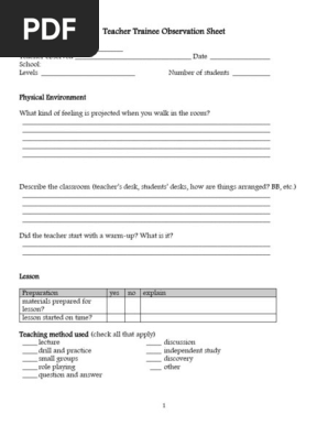 Teacher Observation Sheet Final