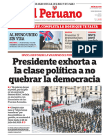 El Peruano: Presidente Exhorta A La Clase Política A No Quebrar La Democracia