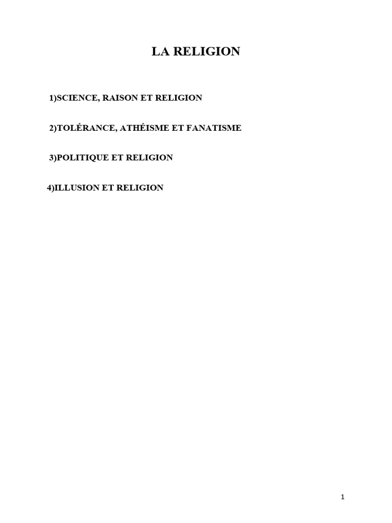 Religion, Raison et Tolérance | PDF | Athéisme | Dieu