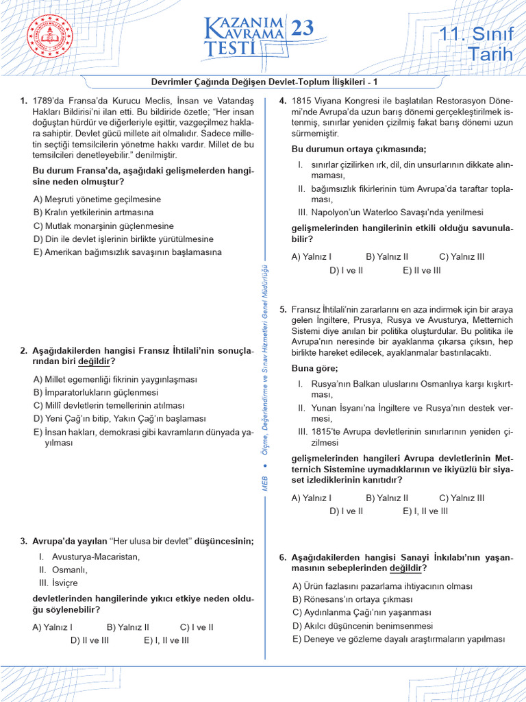 11 Sinif Test 1 Pdf