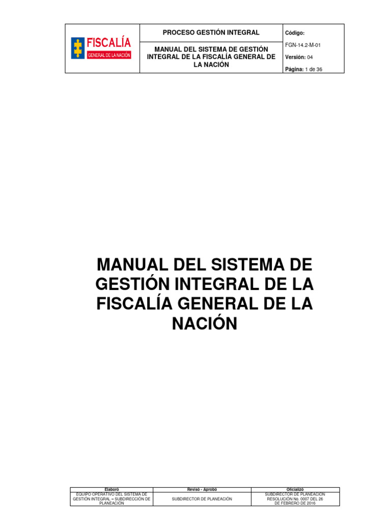 Manual del Sistema de Gestión Integral FGN | PDF
