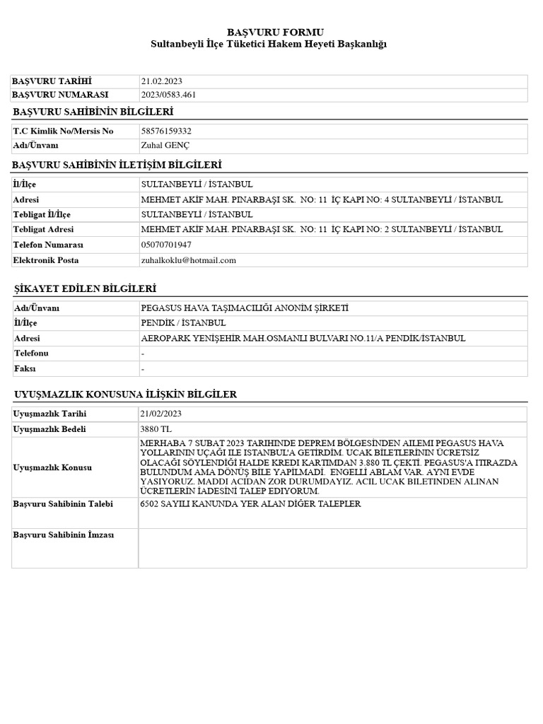 Basvuru formu pdf