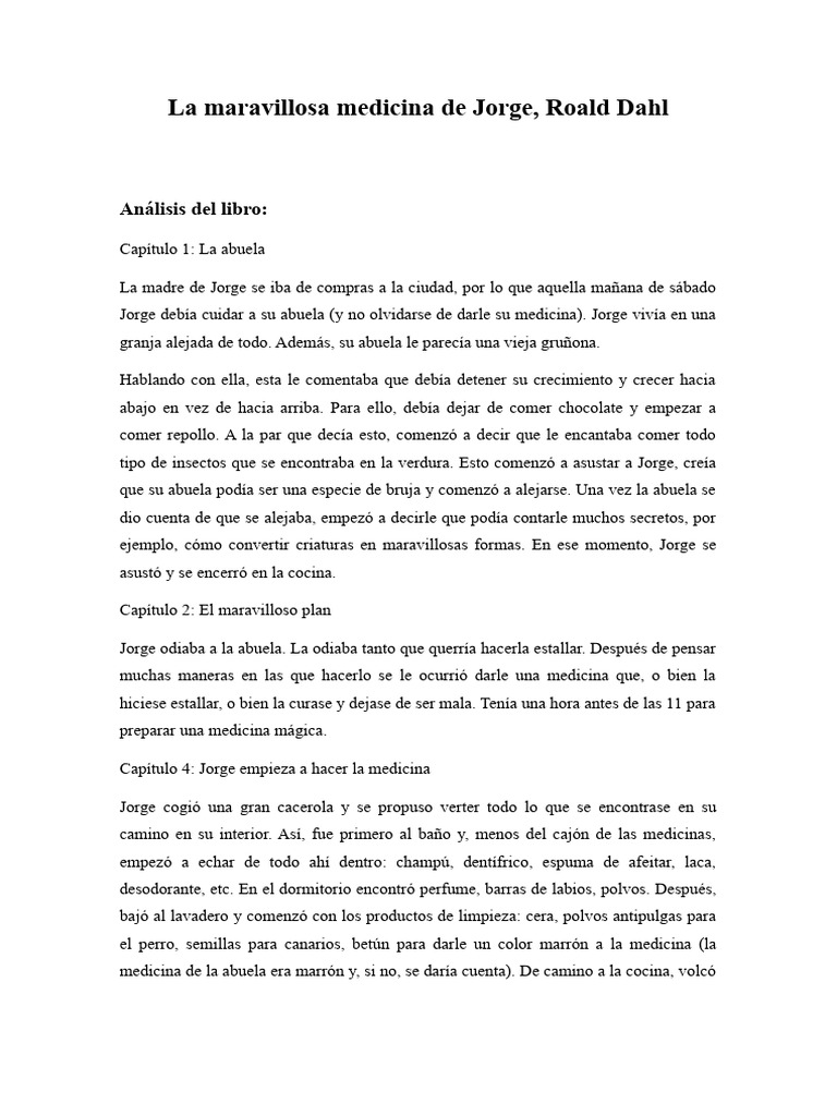 Analisis Libro La Maravillosa Medicina de Jorge | Descargar gratis PDF ...