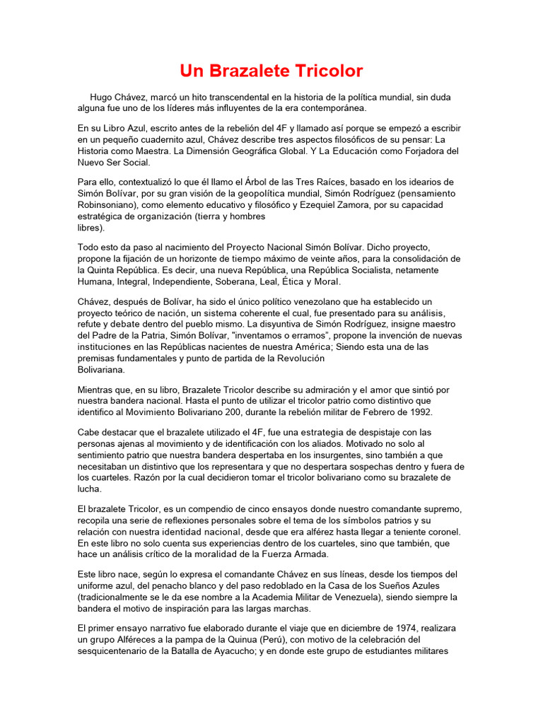 Brazalete Tricolor Pdf Venezuela Hugo Chavez
