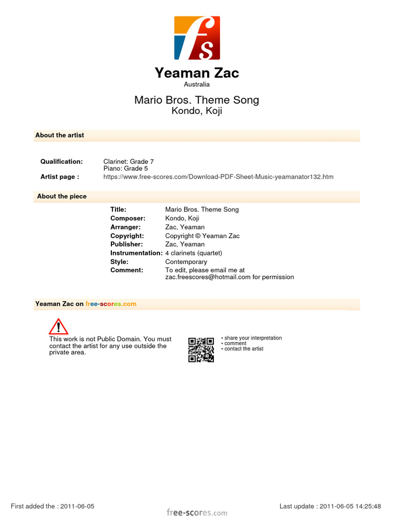 Free Scores Com Kondo Koji Mario Bros Theme Song 32398 Pdf