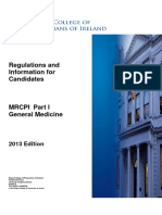 MRCPI General Medicine Part I Examination Regulation & Information For Candidates