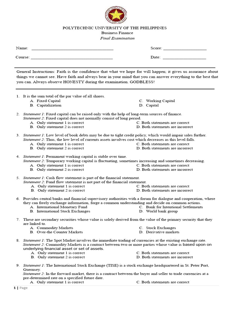 Business Finance Final Exam Guide | PDF | Bonds (Finance) | Foreign ...