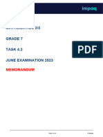 Mathematics 2/2 Grade 7 TASK 4.2 June Examination 2023: Memorandum