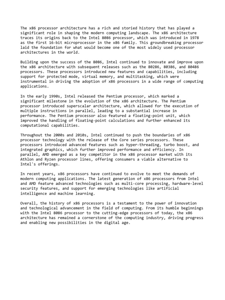 t1 Brief Essay On x86 Processors | PDF | Central Processing Unit ...