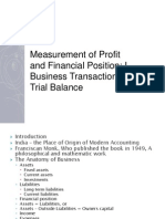 Measurement of Profit and Financial Position: I Business Transactions To Trial Balance